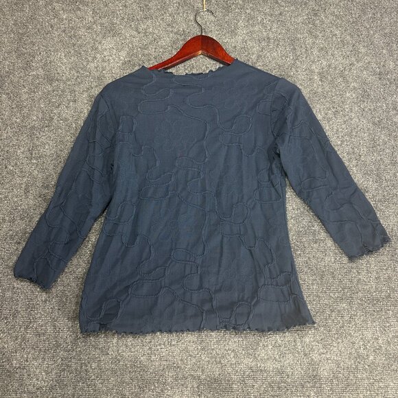 Haystacks Top Womens Small Navy Conduit 3/4 Sleeve Textured Top Brazilian NEW - Picture 7 of 8